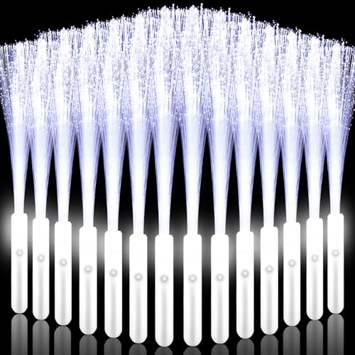 YeahBoom 28 Stück Leuchtwedel Hochzeit,Hochzeit Glasfaserlampe,Glasfaser Leuchtstab,Leuchtstab Kinder,Leuchtstab Leuchten im Dunkeln,LED Leuchtstäbe,Leuchtstäbe für Weihnachten,Party,Konzert,Hochzeit von YeahBoom