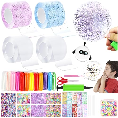 YeahBoom 46 Stücke Nano Tape Bubbles Set, Nano Doppelseitiges Klebeband, Magie Nano Klebeband Set, Nano Bubble Tape Toy Kit, Selbstklebendes Bubble Tape DIY, Bubble DIY Craft Kit für Mädchen, Jungen von YeahBoom