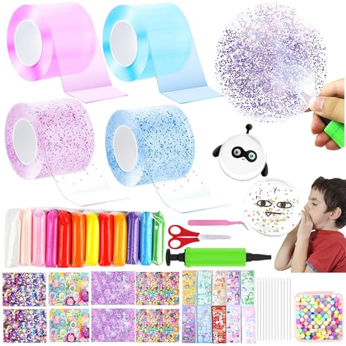 YeahBoom 46 Stücke Nano Tape Bubbles Set, Nano Doppelseitiges Klebeband, Magie Nano Klebeband Set, Nano Bubble Tape Toy Kit, Selbstklebendes Bubble Tape DIY, Bubble DIY Craft Kit für Mädchen, Jungen von YeahBoom