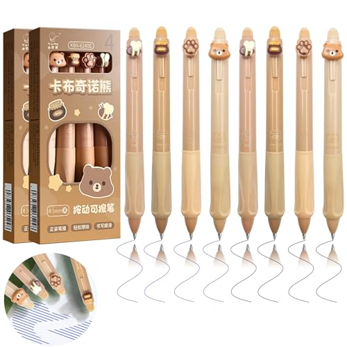 YeahBoom 8 Stück Radierbarer Kugelschreiber,Tintenroller Radierbar,Radierbare Stifte mit Tierkopf,0.5mm Erasable Pen Set,Radierstift,Radierbarer Tintenroller für Studenten Geschenk, Schul Bürobedarf von YeahBoom