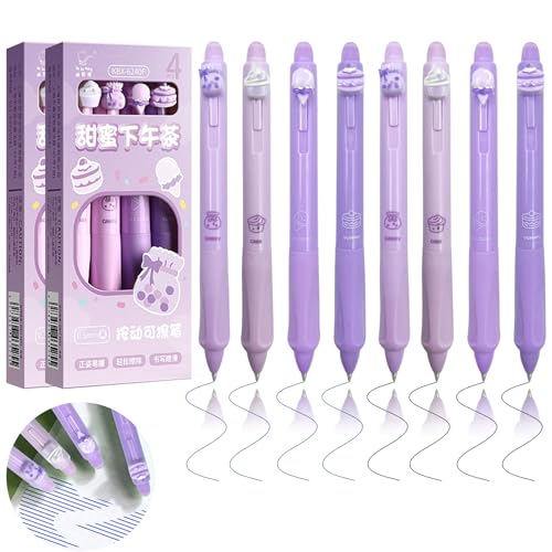 YeahBoom 8 Stück Radierbarer Kugelschreiber,Tintenroller Radierbar,Radierbare Stifte mit Tierkopf,0.5mm Erasable Pen Set,Radierstift,Radierbarer Tintenroller für Studenten Geschenk, Schul Bürobedarf von YeahBoom