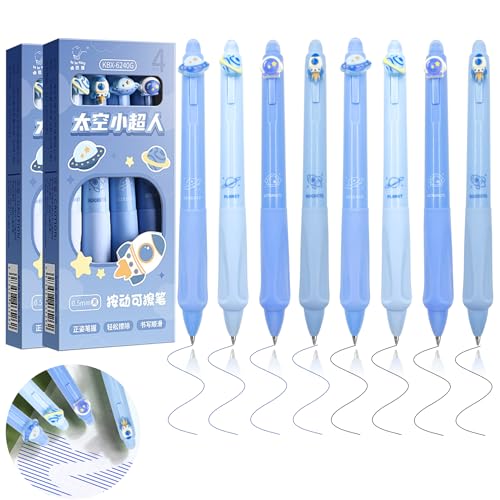 YeahBoom 8 Stück Radierbarer Kugelschreiber,Tintenroller Radierbar,Radierbare Stifte mit Tierkopf,0.5mm Erasable Pen Set,Radierstift,Radierbarer Tintenroller für Studenten Geschenk, Schul Bürobedarf von YeahBoom