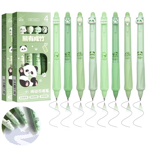 YeahBoom 8 Stück Radierbarer Kugelschreiber,Tintenroller Radierbar,Radierbare Stifte mit Tierkopf,0.5mm Erasable Pen Set,Radierstift,Radierbarer Tintenroller für Studenten Geschenk, Schul Bürobedarf von YeahBoom