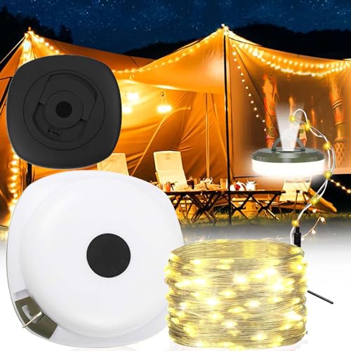 YeahBoom Camping Lichterkette,Camping Lichterkette Aufrollbar,10M Aufrollbar,Usb Wiederaufladbare Campinglampe,Wasserdichte Tragbare Verstaubare Lichterkette für Den Außenbereich von YeahBoom