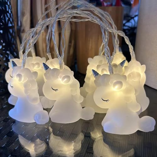 YeahBoom Einhorn Lichterketten,LED Lichterkette Einhorn Design,LED Lichterkette Batteriebetrieben,Lichterkette Kinderzimmer,Lichterkette Innen Außen für Garten Hochzeits Zimmer Deko von YeahBoom