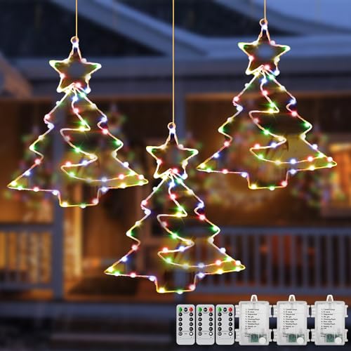 YeahBoom LED Weihnachtsstern Beleuchtung,3 Stück Leuchtstern Weihnachten Led Stern Weihnachtsdeko Fenster mit 55 Farbig Leds Batteriebetrieben Weihnachtsbeleuchtung Fenster für Party Weihnachtsdeko von YeahBoom