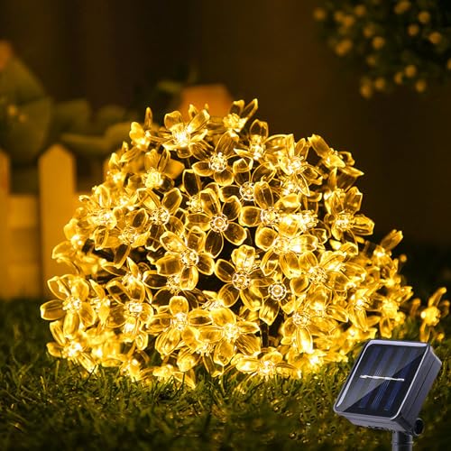 YeahBoom Lichterkette Solar Außen Wetterfest,14M 120 LED Blume Wasserdicht IP65 Outdoor Solar,Solar Blumen Lichterketten Aussen,Solar 8 Modi Outdoor Lichterkette,Solar Lichterketten Aussen Blume LED von YeahBoom