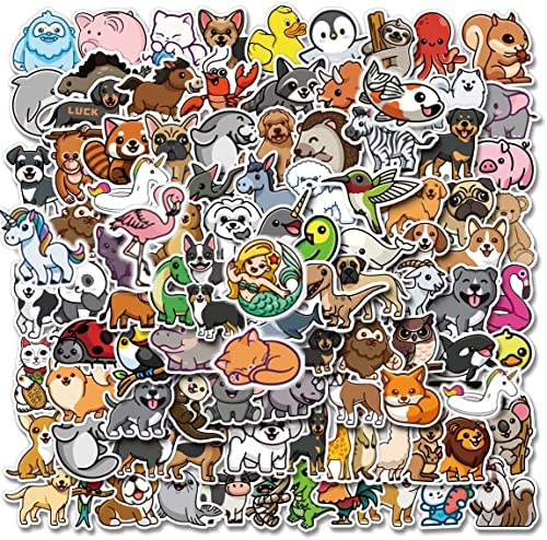 Yeahbo Sticker Kinder Tiere Kawaii 100 Stück Sticker Set Aesthetic Cute Auto Aufkleber für Mädchen, Motorrad, Helme, Laptop, Skateboard, Fahrrad, Scrapbook Stickers for Kids Junge Mädchen von Yeahbo