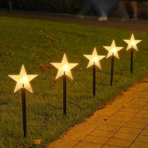 10 Stück LED Garten Leuchtstäbe Stern 36cm-Sterne Weihnachtsbeleuchtung, IP65 Wasserdicht Lichterkette LED Garten Leuchtstäbe Stern, Gartenleuchte, für Deko Außen Gartenstecker Balkon Weihnachts von Yearninglife