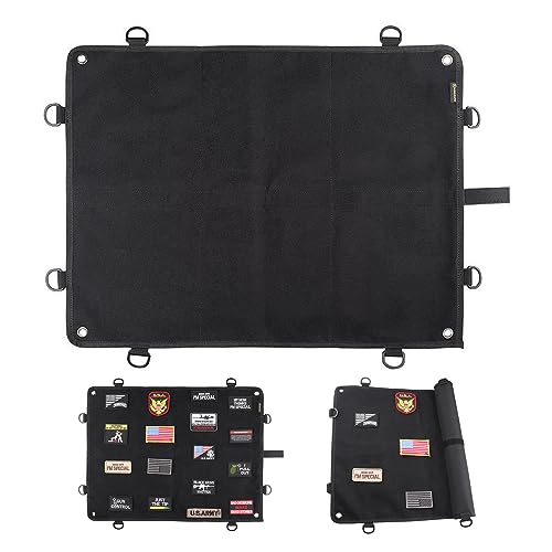 Kletttafel Patches Klett,Patches Kletttafel-Klettfläche Klettmatte Wand,Taktische Patch-Display-Tafel,Taktisch Militär Klett Patch Board Organizer Display Tafel Mit Ösen (Schwarz-60 * 45cm) von Yearninglife