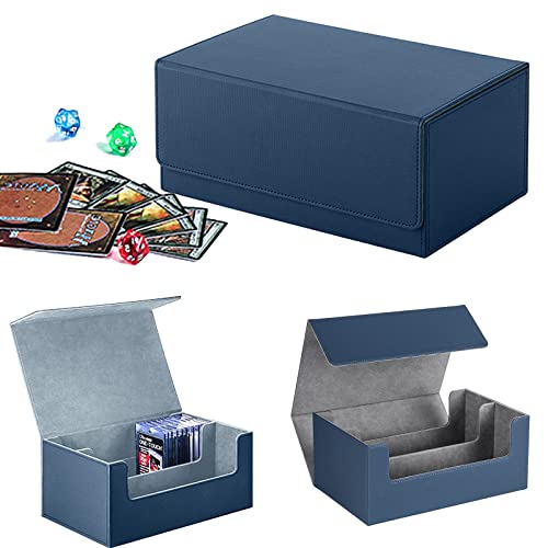 Yearninglife Premium 2-Row Trading Card Storage Box, Magnetverschluss Trading Card Deck Storage Box, 600+Card Deck Case für Trading Cards, Sport Cards (Blau Grau) von Yearninglife