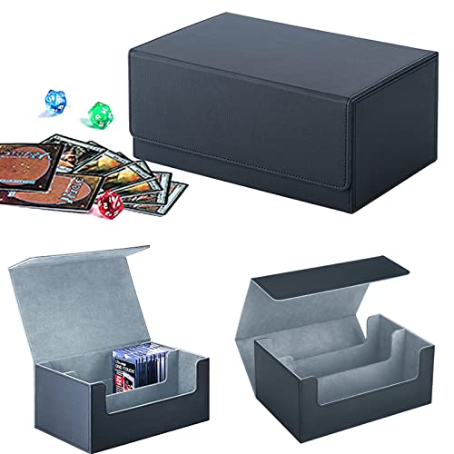 Yearninglife Premium 2-Row Trading Card Storage Box, Magnetverschluss Trading Card Deck Storage Box, 600+Card Deck Case für Trading Cards, Sport Cards (Schwarz Grau) von Yearninglife