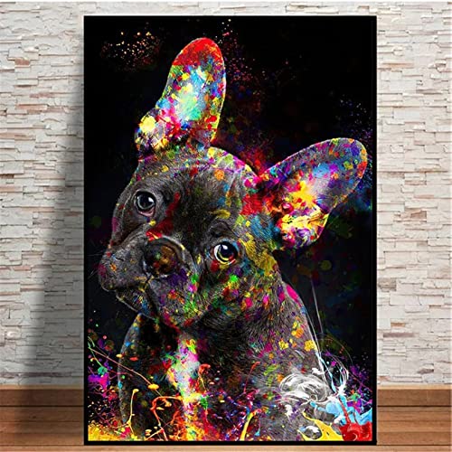 5D Diamond Painting Set,Graffiti-Französische Bulldogge Diamant Painting Bilder Kit DIY Erwachsene Stickerei Kreuzstich Voll Strass Kristall Diamant Kunst Handwerk Home Wand-Decor Round Drill,25x45cm von Yeecer