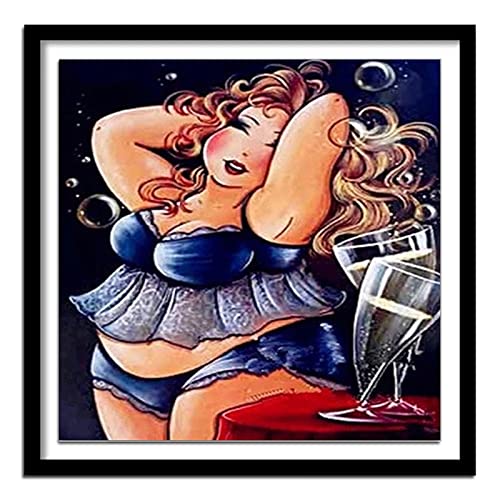 5D Diamond Painting Set,Sexy fette Frau Diamant Painting Bilder Kit DIY Malen nach Zahlen Erwachsene Stickerei Kreuzstich Voll KristallDiamant Kunst Handwerk für Home Wand-Decor Round drill,50x50cm von Yeecer