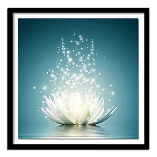 5D Diamond Painting Set,Weißer Lotus Diamant Painting Bilder Kit DIY Malen nach Zahlen Erwachsene Stickerei Kreuzstich Voll KristallDiamant Kunst Handwerk für Home Wand-Decor Round drill,50x50cm von Yeecer