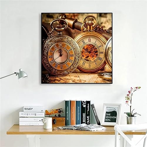 5D Diamond Painting Set Retro-Taschenuhr,Diamant Painting Bilder Kit DIY Malen nach Zahlen Erwachsene Stickerei Kreuzstich Voll Strass Kristall Diamant Kunst Handwerk für Home Wand-Decor 40x40cm von Yeecer