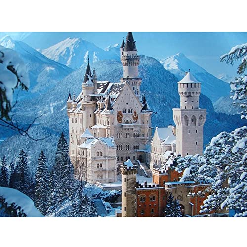 5D Diamond Painting Set Schloss Schneeberg,Diamant Painting Bilder Kit DIY Malen nach Zahlen Erwachsene Stickerei Kreuzstich Voll Strass Kristall Diamant Kunst Handwerk für Home Wand-Decor 55x75cm von Yeecer