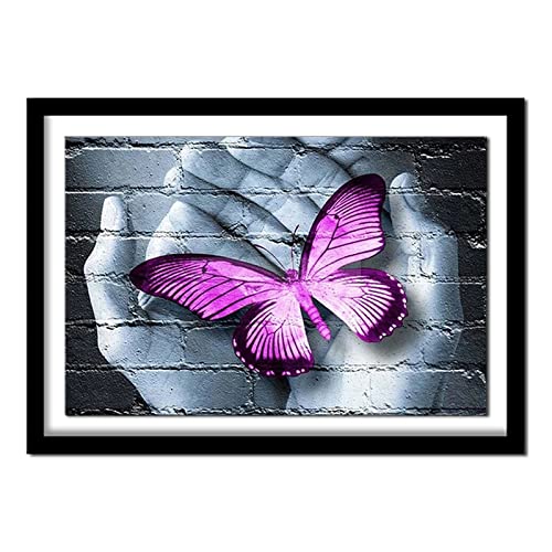 DIY Diamond Painting,Hände von Schmetterlingen 5D Adult Kinder Diamant Painting Bilder Kits,Full Drill Strass Stickerei Kreuzstich Diamant Malerei Leinwand Mosaik Home Wall Decor Round Drill,40x60cm von Yeecer