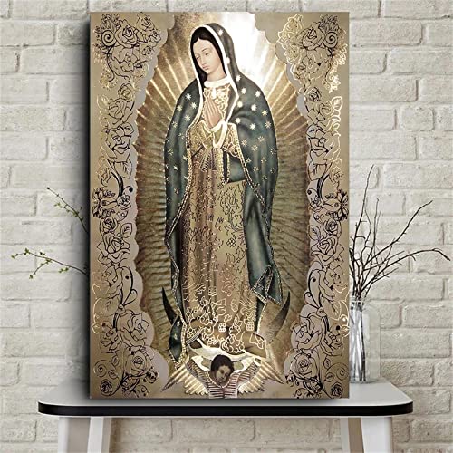 DIY Diamond Painting,Unsere Liebe Frau von Guadalupe 5D Adult Kinder Diamant Painting Bilder Kits,Full Strass Stickerei Kreuzstich Diamant Malerei Leinwand Mosaik Home Wall Decor Round Drill,50x70cm von Yeecer