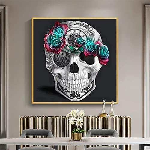 DIY Diamond Painting Halloween Totenkopf Blume 5D Adult Kinder Diamant Painting Bilder Kits,Full Drill Strass Stickerei Kreuzstich Mosaik Diamant Malerei für Home Wall Decor Round drill,30x30cm von Yeecer