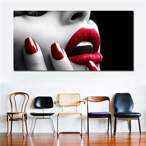 DIY Großes Diamond Painting,Diamant Painting Bilder Kits für Adult Kinder,5D Voller Strass Stickerei Kreuzstich Diamant Malerei Crafts für Home Wall Decor Sexy Frauen-rote Lippen Round Drill,60x120cm von Yeecer