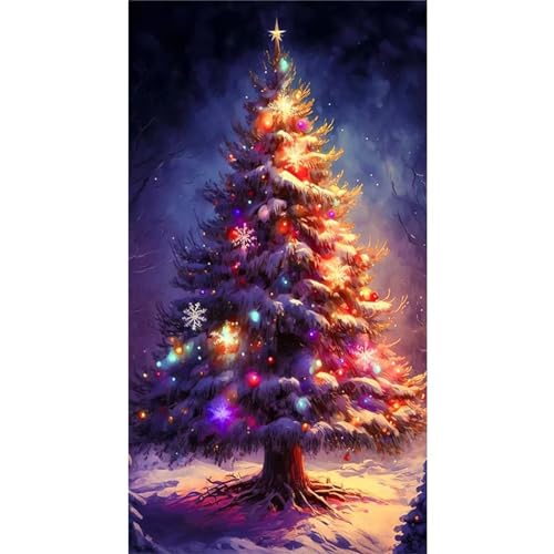 Diamond Painting für Erwachsene Kinder,Weihnachtsbaum 5D DIY Diamant Painting Bilder Set Full Drill Stickerei Kreuzstich Diamant Malerei für Schlafzimmer Büro Wand Dekoration Rundbohrer,40x80cm von Yeecer