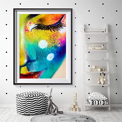 Yeecer 5D Diamond Painting Set,Buntes Frauengesicht Diamant Painting Bilder Kit DIY Erwachsene Stickerei Kreuzstich Voll Strass Kristall Diamant Kunst Handwerk für Home Wand-Decor Round Drill,30x50cm von Yeecer