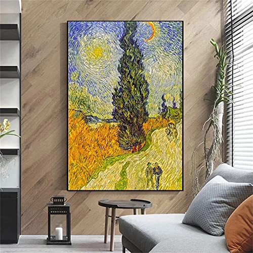 Yeecer 5D Diamond Painting Set,Van Goghs Zypresse Diamant Painting Bilder Kit DIY Erwachsene Stickerei Kreuzstich Voll Strass Kristall Diamant Kunst Handwerk für Home Wand-Decor Square Drill,25x45cm von Yeecer