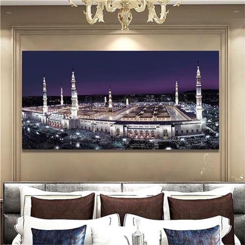 Yeecer 5D Diamond Painting Set Islamische Moschee-Landschaft,Großes Diamant Painting Bilder DIY Malen nach Zahlen Erwachsene Stickerei Kreuzstich Voll Handwerk für Home Wand-Decor Round Drill,40x80cm von Yeecer