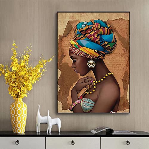 Yeecer DIY Diamond Painting,Afrikanische Frau 5D Adult Kinder Diamant Painting Bilder Kits,Full Drill Strass Stickerei Kreuzstich Diamant Malerei Leinwand Mosaik Home Wall Decor Square Drill,40x60cm von Yeecer