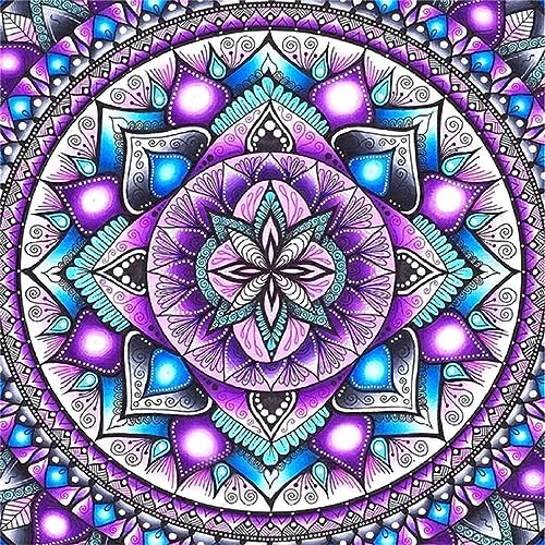 Yeecer DIY Diamond Painting,Lila Mandala 5D Adult Kinder Diamant Painting Bilder Kits,Full Drill Strass Stickerei Kreuzstich Leinwand Diamant Malerei Mosaik Kunsthandwerk für Home Wall Decor 70x70cm von Yeecer