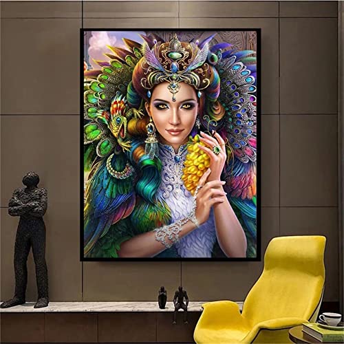 Yeecer DIY Diamond Painting,Pfauenfee Schönheit 5D Adult Kinder Diamant Painting Bilder Kits,Full Drill Strass Stickerei Kreuzstich Diamant Malerei Leinwand Mosaik Home Wall Decor Round Drill,30x50cm von Yeecer