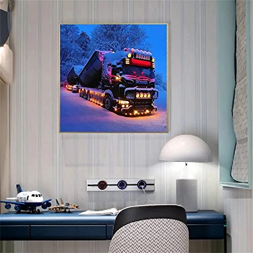 Yeecer DIY Diamond Painting LKW Schnee 5D Adult Kinder Diamant Painting Bilder Kits,Full Drill Strass Stickerei Kreuzstich Diamant Malerei Mosaik Kunsthandwerk für Home Wall Decor Round drill,70x70cm von Yeecer