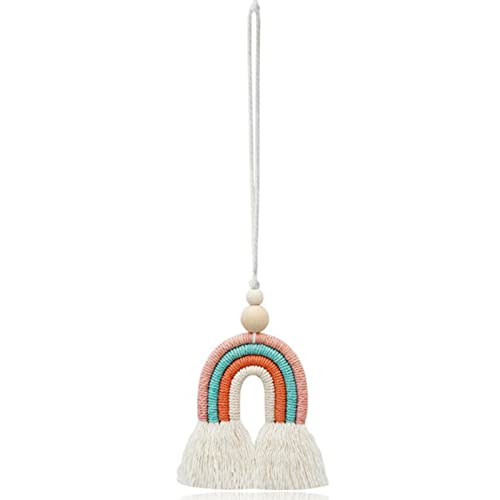 Regenbogen Seil Anhänger, Regenbogen Deko, Makramee Wandteppich Regenbogen, Handgewebte Makramee Regenbogen Auto Anhänger Boho Handgemachtes Zubehör Bunte Anhänger Home Wandbehang Dekoration Yeeda von Yeeda