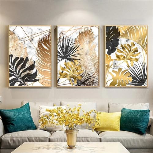 3 Stück Diamond Painting Erwachsene Abstrakte Pflanze 5D Diamant Painting Bilder Weihnachten Kinder Diamant Malerei DIY Set für Wohnzimmer Schlafzimmer Büro Wand und Eingang Dekoration 30x40cm YF-1982 von Yeefion