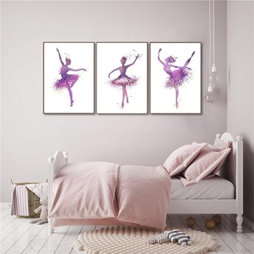 3 Stück Diamond Painting Erwachsene Aquarell Ballett 5D Diamant Painting Bilder Weihnachten Kinder Diamant Malerei DIY Set für Wohnzimmer Schlafzimmer Büro Wand und Eingang Dekoration 25x45cm YF-13741 von Yeefion