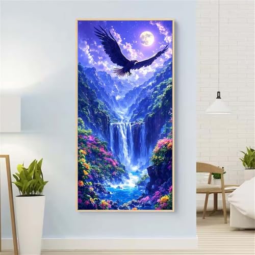 5D Diamond Painting Adler Diamond Painting Set Erwachsene, Fallen Diamant Painting Bilder Kinder, DIY Diamond Dots Dimond Painting Cross Stitch Stickerei Kunsthandwerk Set, für Wanddeko 39x78inch von Yeefion