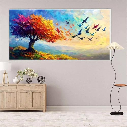 5D Diamond Painting Baum Diamond Painting Set Erwachsene, Farbe Diamant Painting Bilder Kinder, DIY Diamond Dots Dimond Painting Cross Stitch Stickerei Kunsthandwerk, Geschenke für Wanddeko 13x27inch von Yeefion