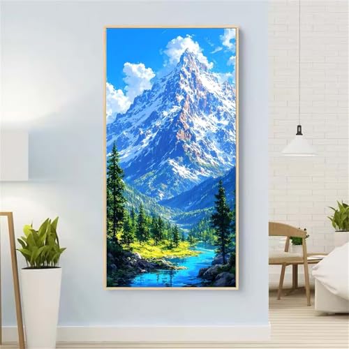 5D Diamond Painting Berg Diamond Painting Set Erwachsene, Wolken Diamant Painting Bilder Kinder, DIY Diamond Dots Dimond Painting Cross Stitch Stickerei Kunsthandwerk, Geschenke für Wanddeko 21x43inch von Yeefion