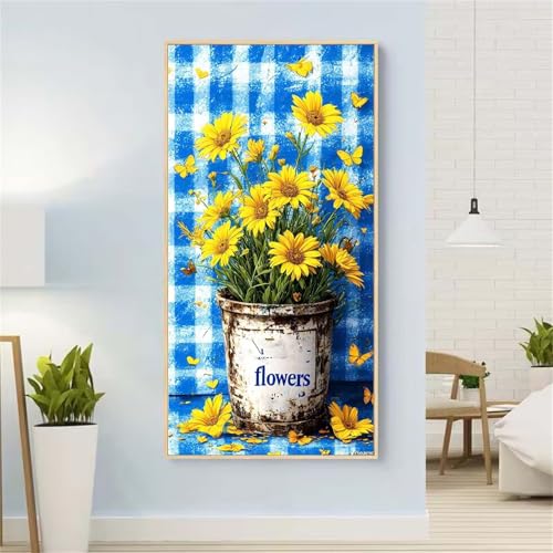 5D Diamond Painting Blume Diamond Painting Set Erwachsene, Chrysantheme Diamant Painting Bilder Kinder, DIY Diamond Dots Dimond Painting Cross Stitch Stickerei Kunsthandwerk Set,für Wanddeko 39x78inch von Yeefion