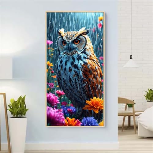 5D Diamond Painting Blume Diamond Painting Set Erwachsene, Eule Diamant Painting Bilder Kinder, DIY Diamond Dots Dimond Painting Cross Stitch Stickerei Kunsthandwerk, Geschenke für Wanddeko 39x78inch von Yeefion