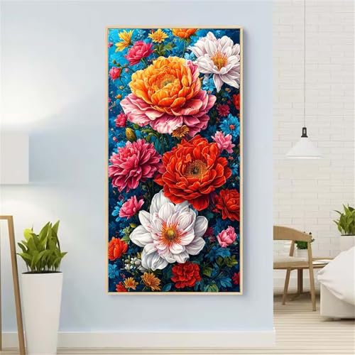 5D Diamond Painting Blume Diamond Painting Set Erwachsene, Pfingstrose Diamant Painting Bilder Kinder, DIY Diamond Dots Dimond Painting Cross Stitch Stickerei Kunsthandwerk Set, für Wanddeko 39x78inch von Yeefion