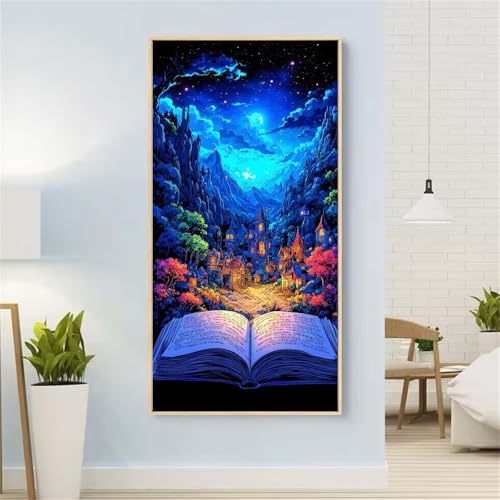 5D Diamond Painting Buch Diamond Painting Set Erwachsene, Landschaft Diamant Painting Bilder Kinder, DIY Diamond Dots Dimond Painting Cross Stitch Stickerei Kunsthandwerk Set, für Wanddeko 39x78inch von Yeefion