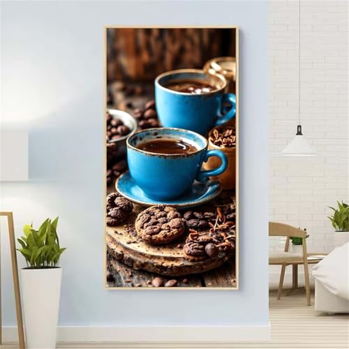 5D Diamond Painting Essen Diamond Painting Set Erwachsene, Kaffee Diamant Painting Bilder Kinder, DIY Diamond Dots Dimond Painting Cross Stitch Stickerei Kunsthandwerk Set, für Wanddeko 23x47inch von Yeefion