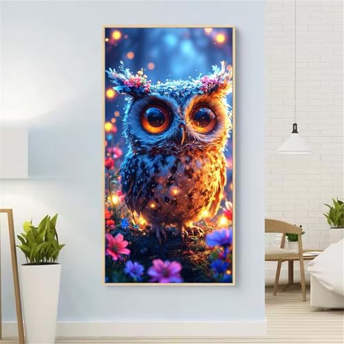 5D Diamond Painting Eule Diamond Painting Set Erwachsene, Niedlich Diamant Painting Bilder Kinder, DIY Diamond Dots Dimond Painting Cross Stitch Stickerei Kunsthandwerk Set, für Wanddeko 15x31inch von Yeefion