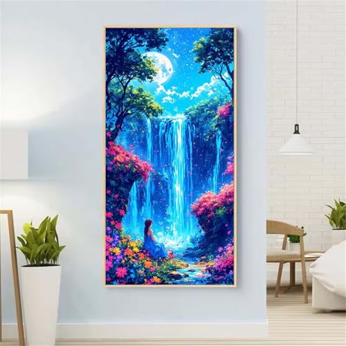 5D Diamond Painting Fallen Diamond Painting Set Erwachsene, Frau Diamant Painting Bilder Kinder, DIY Diamond Dots Dimond Painting Cross Stitch Stickerei Kunsthandwerk, Geschenke für Wanddeko 47x94inch von Yeefion