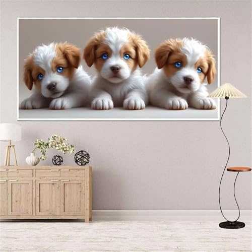 5D Diamond Painting Hund Diamond Painting Set Erwachsene, Niedlich Diamant Painting Bilder Kinder, DIY Diamond Dots Dimond Painting Cross Stitch Stickerei Kunsthandwerk Set, für Wanddeko 13x27inch von Yeefion