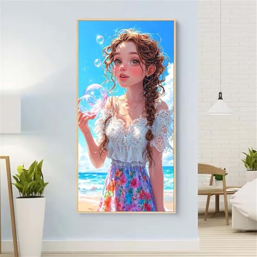 5D Diamond Painting Karikatur Diamond Painting Set Erwachsene, SchöNheit Diamant Painting Bilder Kinder, Diamond Dots Dimond Painting Cross Stitch Stickerei Kunsthandwerk Set, für Wanddeko 21x43inch von Yeefion