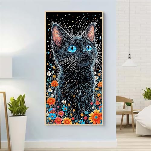 5D Diamond Painting Katze Diamond Painting Set Erwachsene, Karikatur Diamant Painting Bilder Kinder, DIY Diamond Dots Dimond Painting Cross Stitch Stickerei Kunsthandwerk Set, für Wanddeko 13x27inch von Yeefion