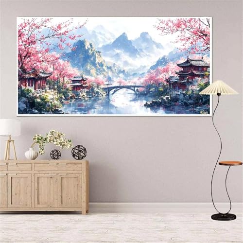 5D Diamond Painting Landschaft Diamond Painting Set Erwachsene, BrüCke Diamant Painting Bilder Kinder, DIY Diamond Dots Dimond Painting Cross Stitch Stickerei Kunsthandwerk Set, für Wanddeko 13x27inch von Yeefion